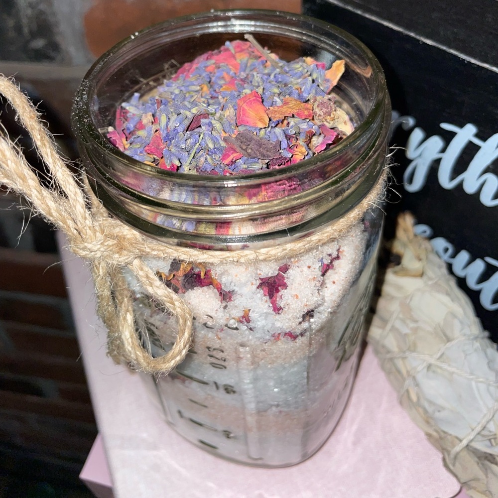 Luxurious Epsom Salt and Pink Himalayan Salt with Real Lavender and Rose Petals